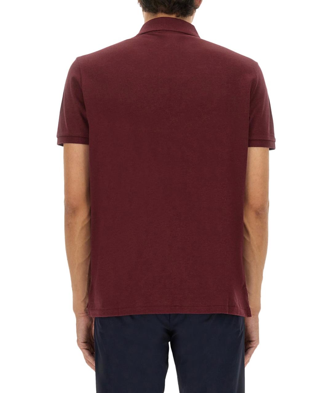 POLO RALPH LAUREN Бордовое хлопковое поло с коротким рукавом, фото 4