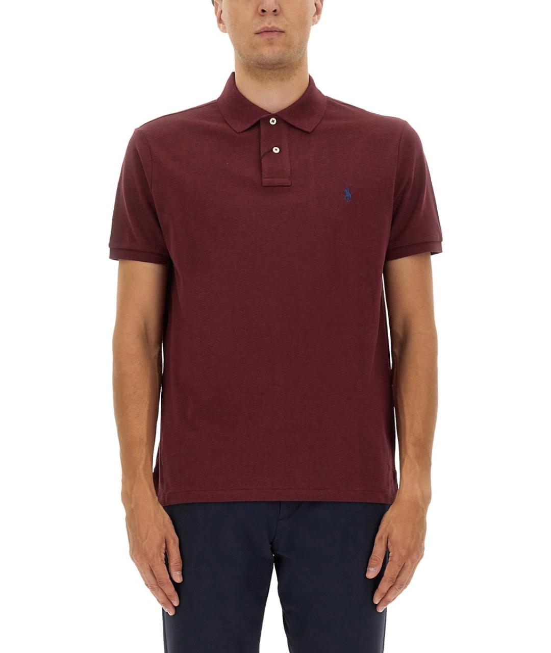 POLO RALPH LAUREN Бордовое хлопковое поло с коротким рукавом, фото 2