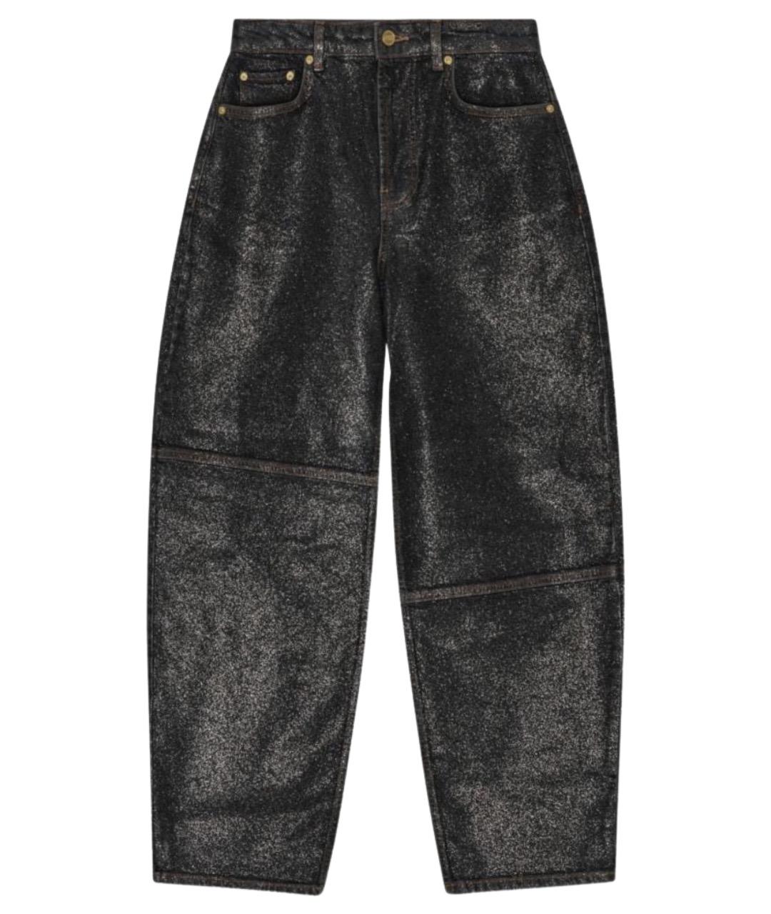 GANNI Черные хлопковые прямые джинсы, фото 1