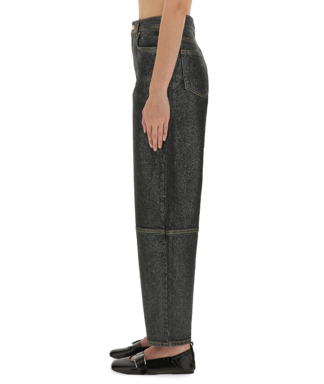 GANNI Черные хлопковые прямые джинсы, фото 4