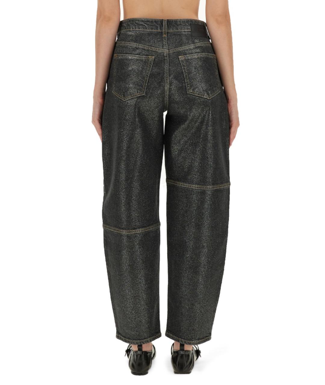 GANNI Черные хлопковые прямые джинсы, фото 3