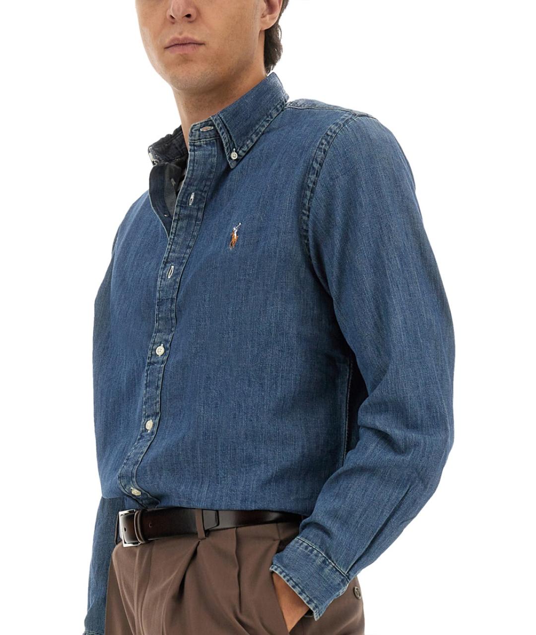 POLO RALPH LAUREN Синяя хлопковая кэжуал рубашка, фото 4