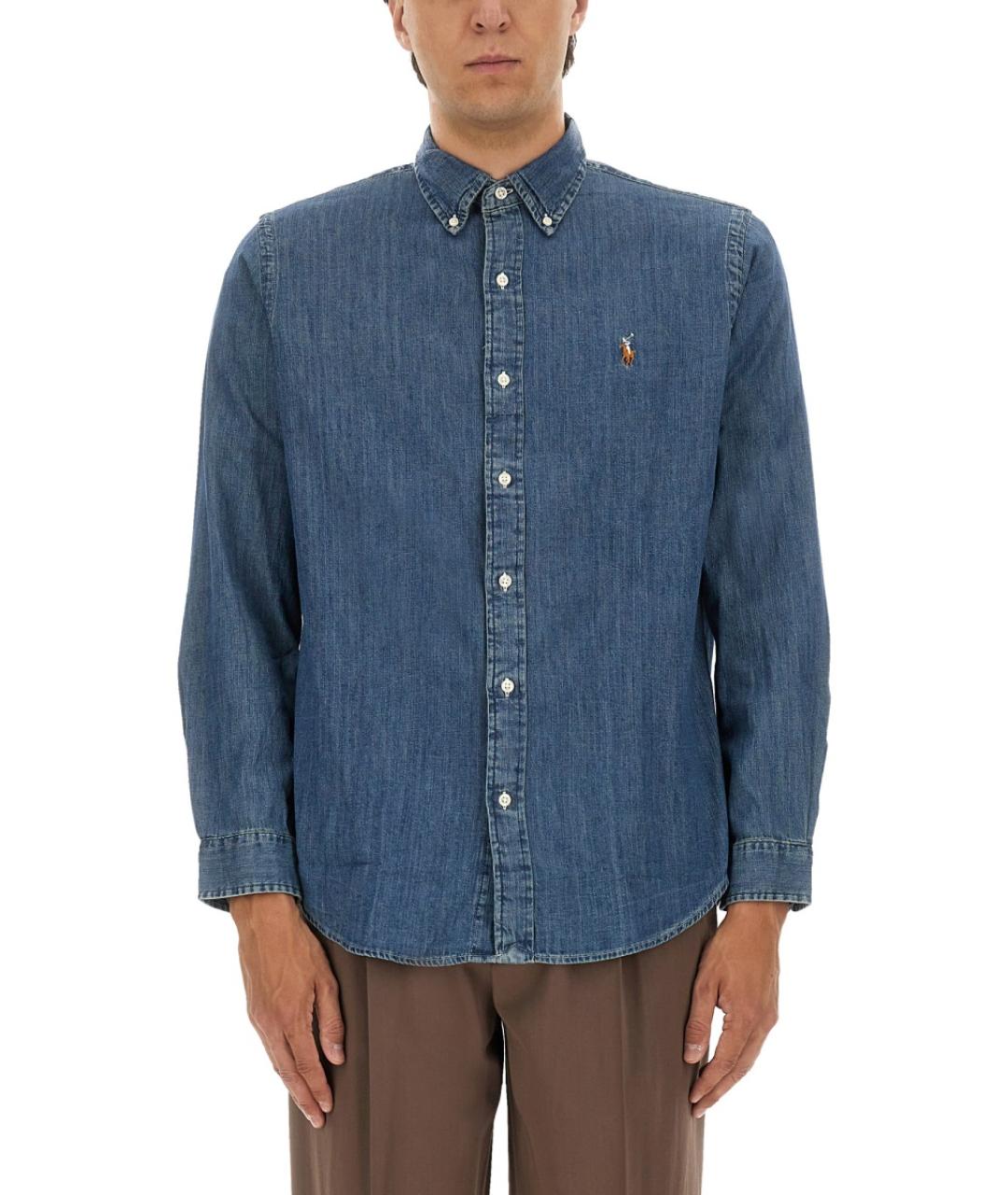 POLO RALPH LAUREN Синяя хлопковая кэжуал рубашка, фото 5