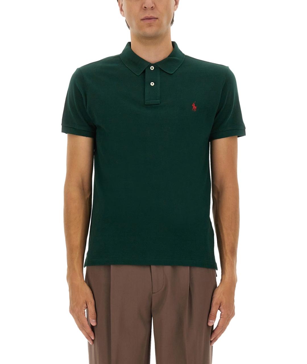 POLO RALPH LAUREN Зеленые хлопковое поло с коротким рукавом, фото 5