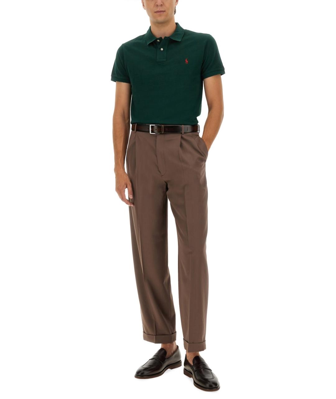 POLO RALPH LAUREN Зеленые хлопковое поло с коротким рукавом, фото 2