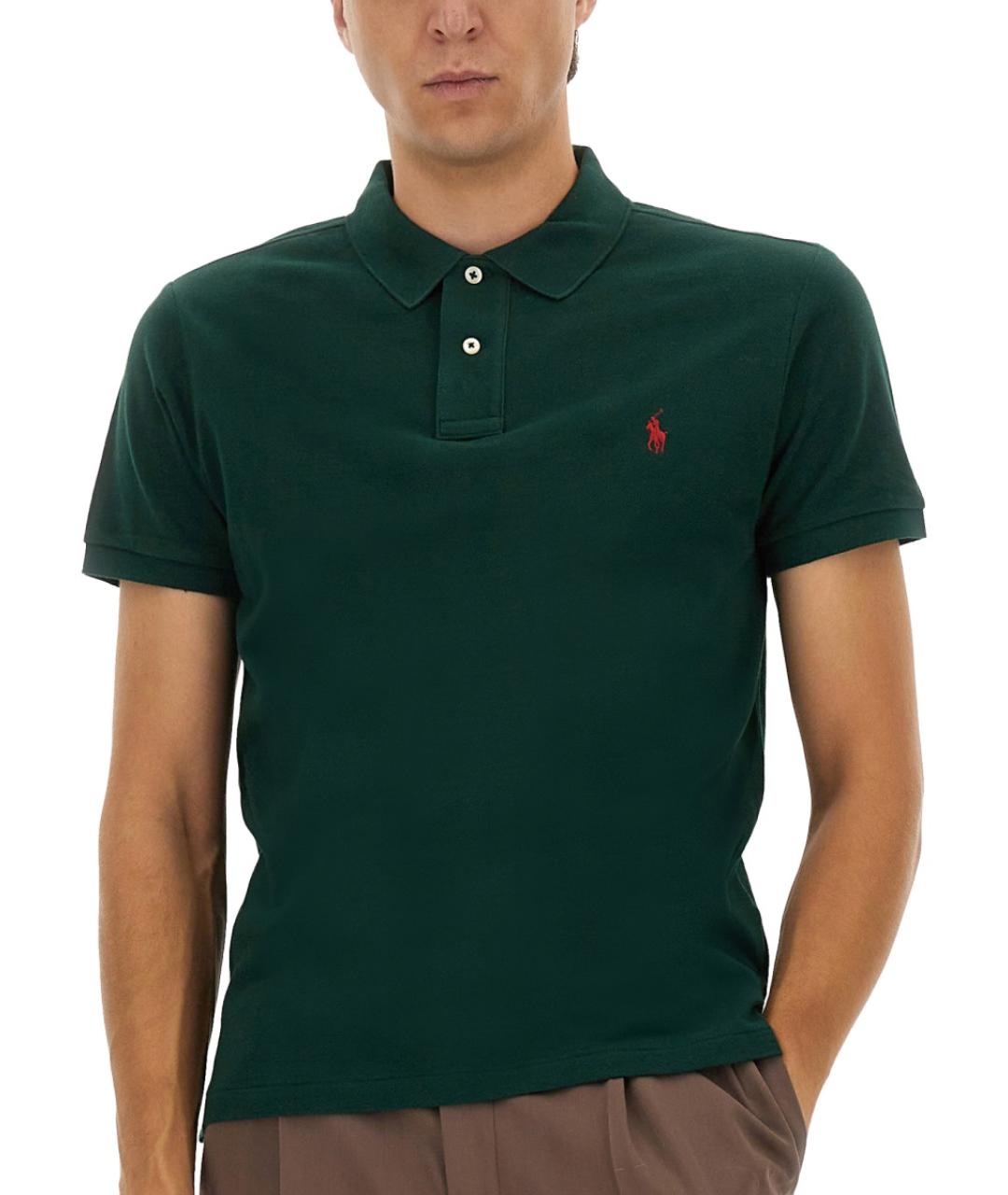 POLO RALPH LAUREN Зеленые хлопковое поло с коротким рукавом, фото 4
