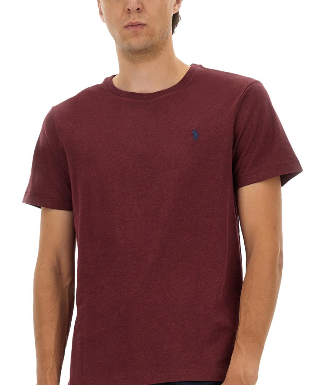 POLO RALPH LAUREN Бордовая хлопковая футболка, фото 5