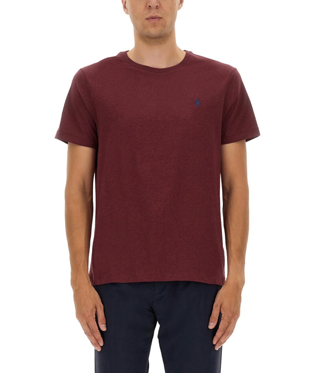 POLO RALPH LAUREN Бордовая хлопковая футболка, фото 2