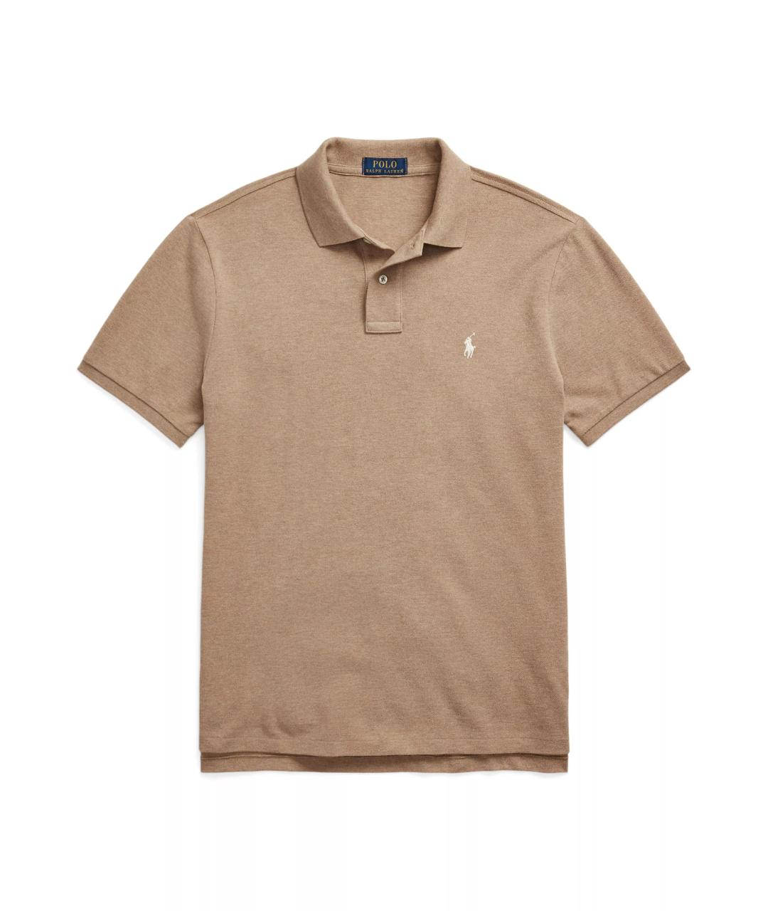 POLO RALPH LAUREN Бежевое хлопковое поло с коротким рукавом, фото 1