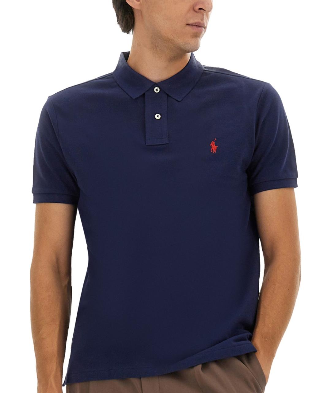 POLO RALPH LAUREN Синее хлопковое поло с коротким рукавом, фото 2