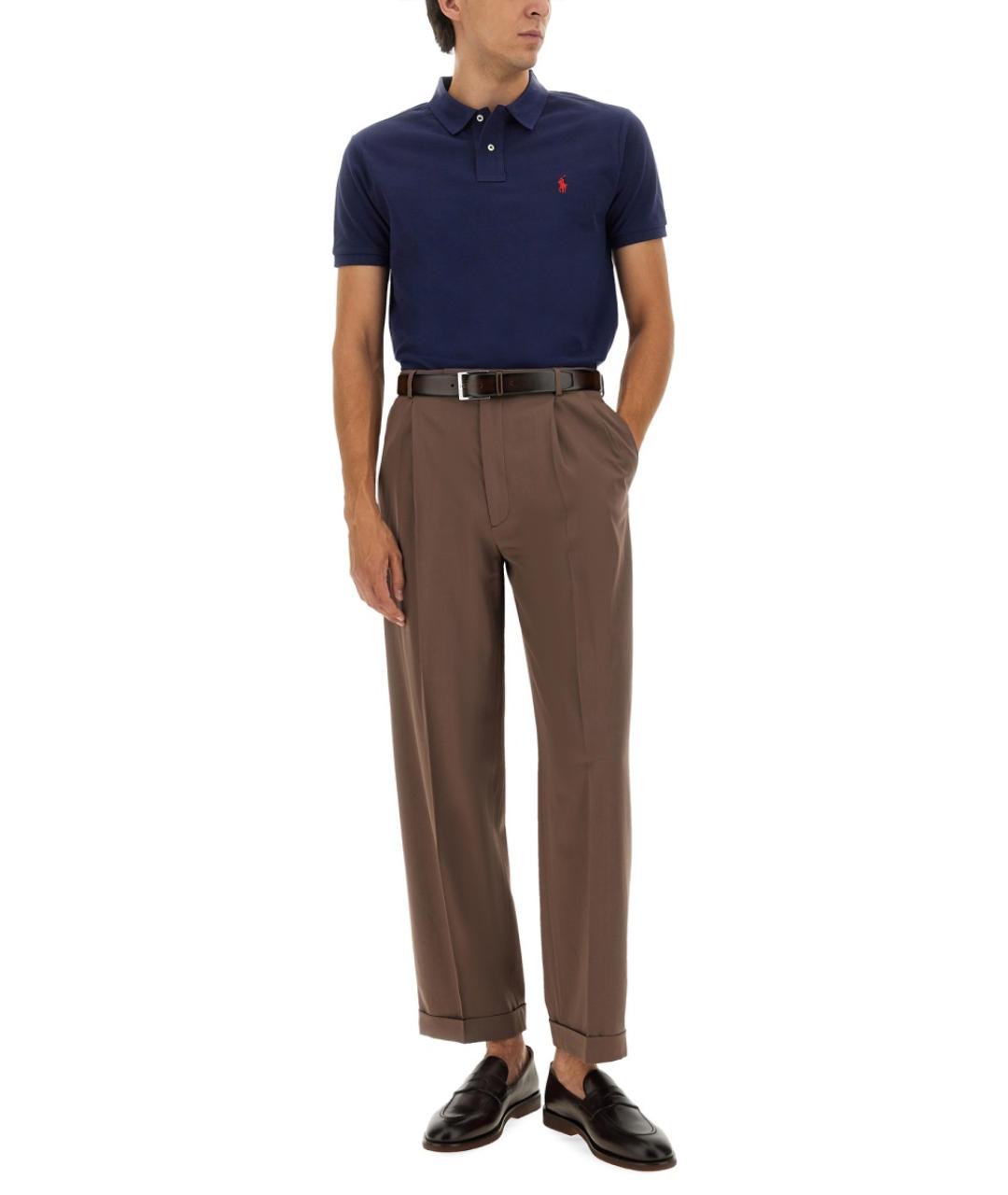 POLO RALPH LAUREN Синее хлопковое поло с коротким рукавом, фото 4