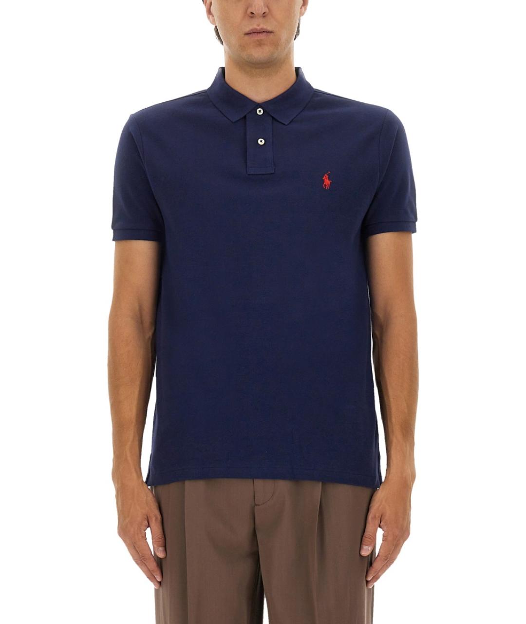 POLO RALPH LAUREN Синее хлопковое поло с коротким рукавом, фото 3