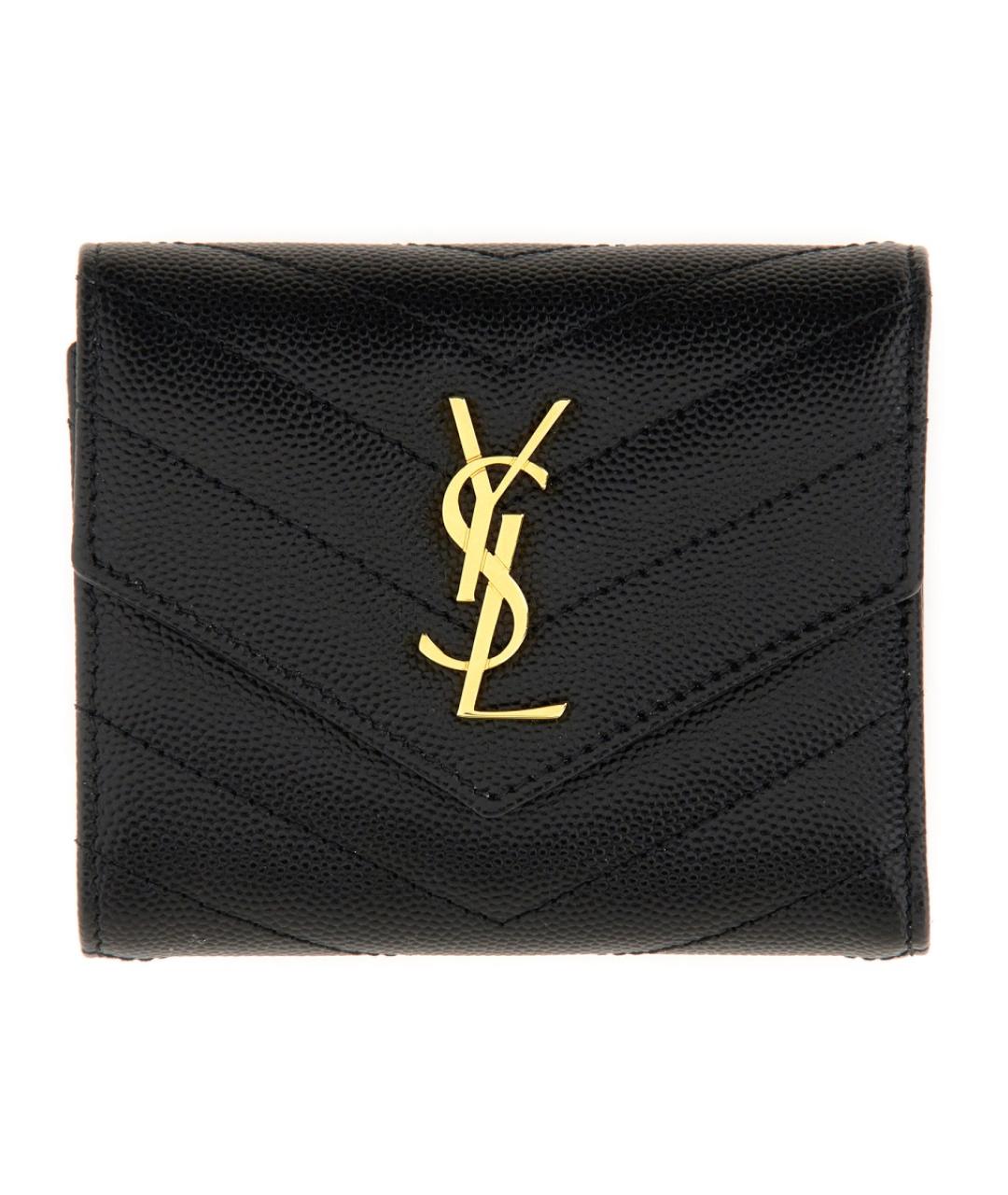 SAINT LAURENT Черный кожаный кошелек, фото 1