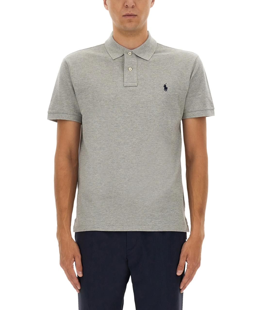 POLO RALPH LAUREN Серое хлопковое поло с коротким рукавом, фото 5