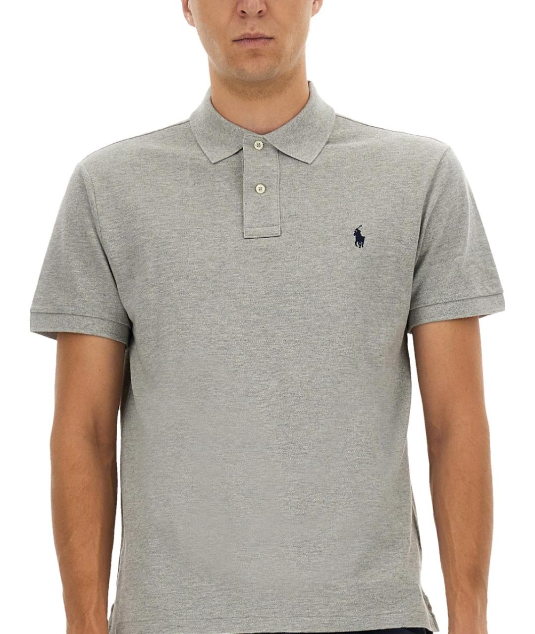 POLO RALPH LAUREN Серое хлопковое поло с коротким рукавом, фото 4
