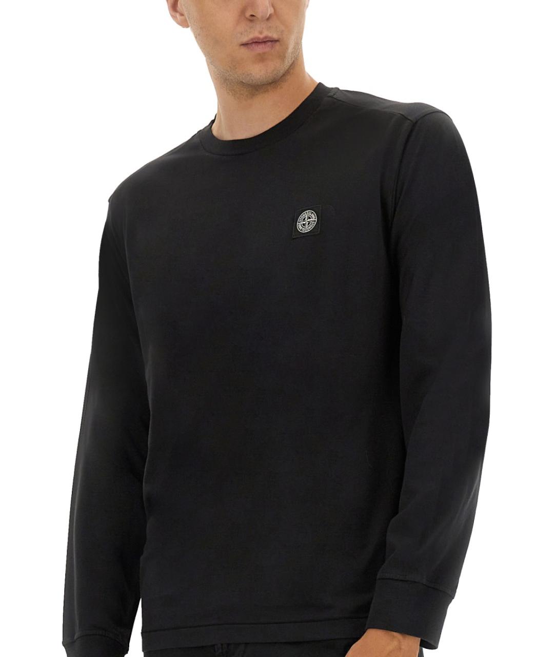 STONE ISLAND Черная хлопковая футболка, фото 5