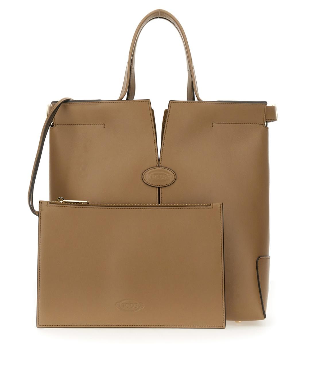 TOD'S Бежевая кожаная сумка тоут, фото 4