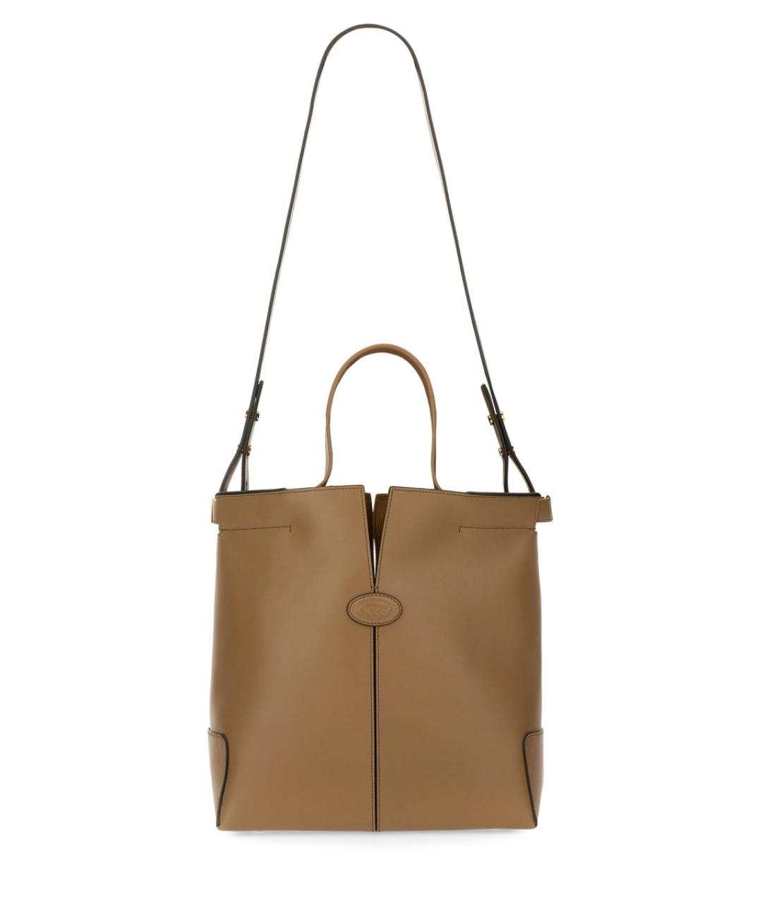 TOD'S Бежевая кожаная сумка тоут, фото 2