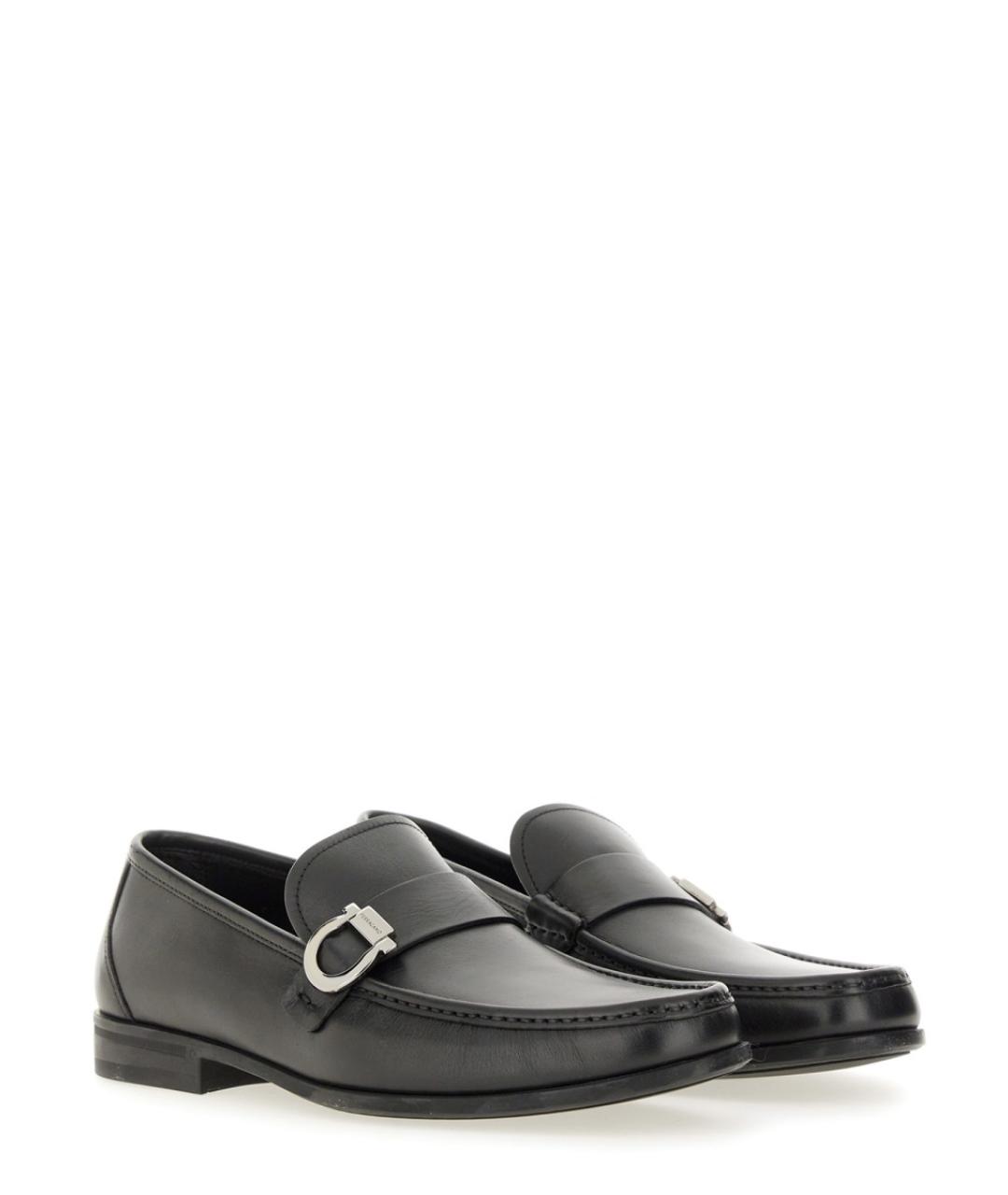 FERRAGAMO Черные кожаные лоферы, фото 2