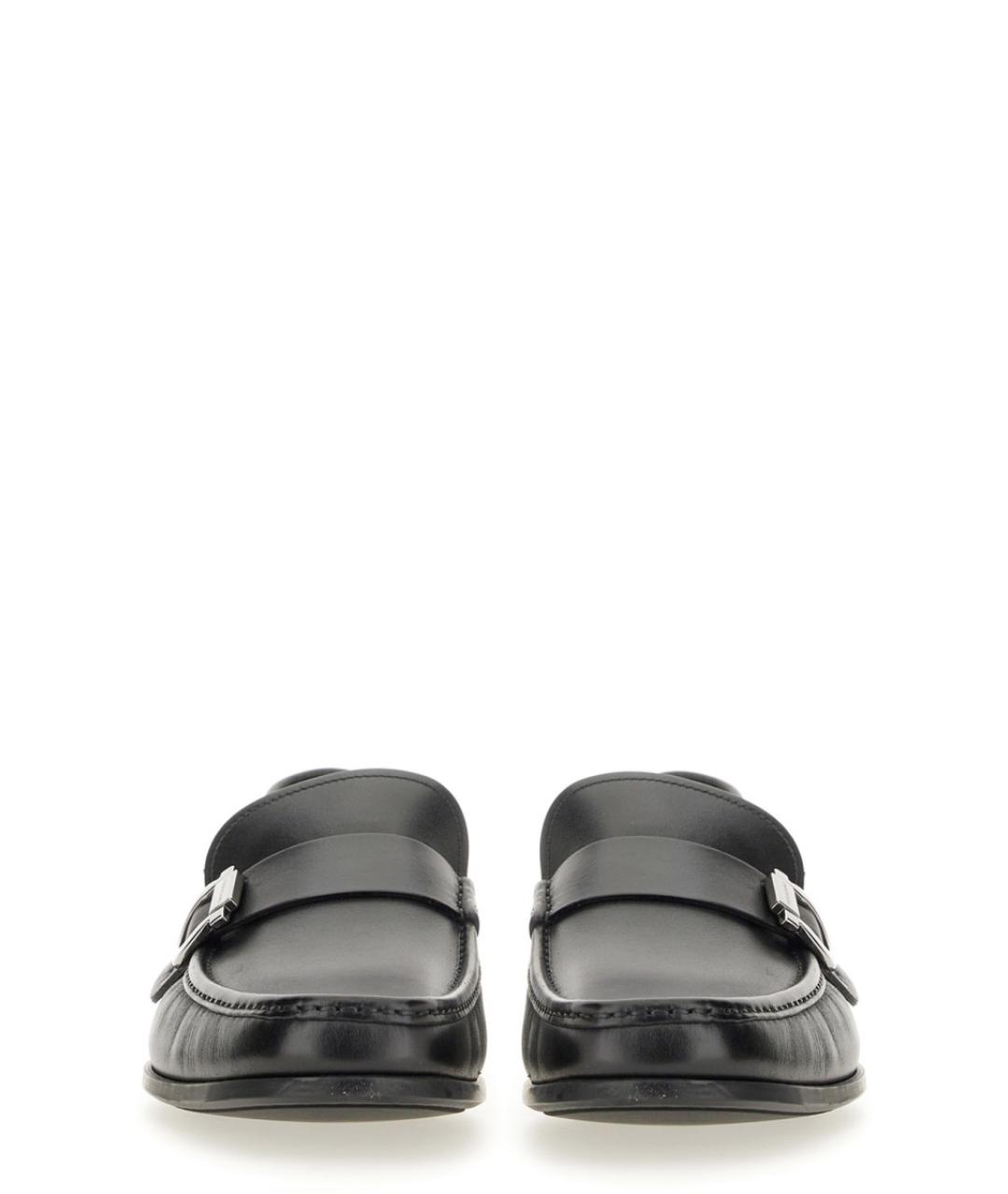 FERRAGAMO Черные кожаные лоферы, фото 4