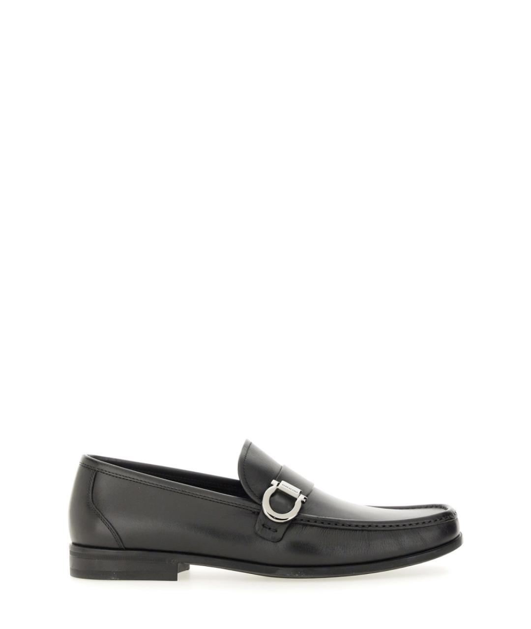 FERRAGAMO Черные кожаные лоферы, фото 1