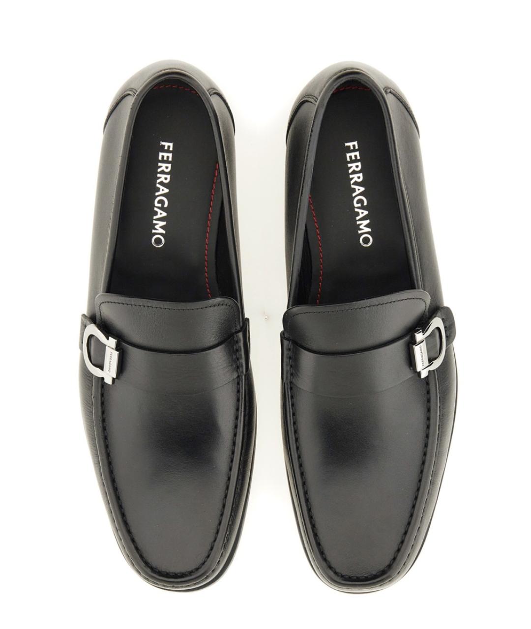 FERRAGAMO Черные кожаные лоферы, фото 5