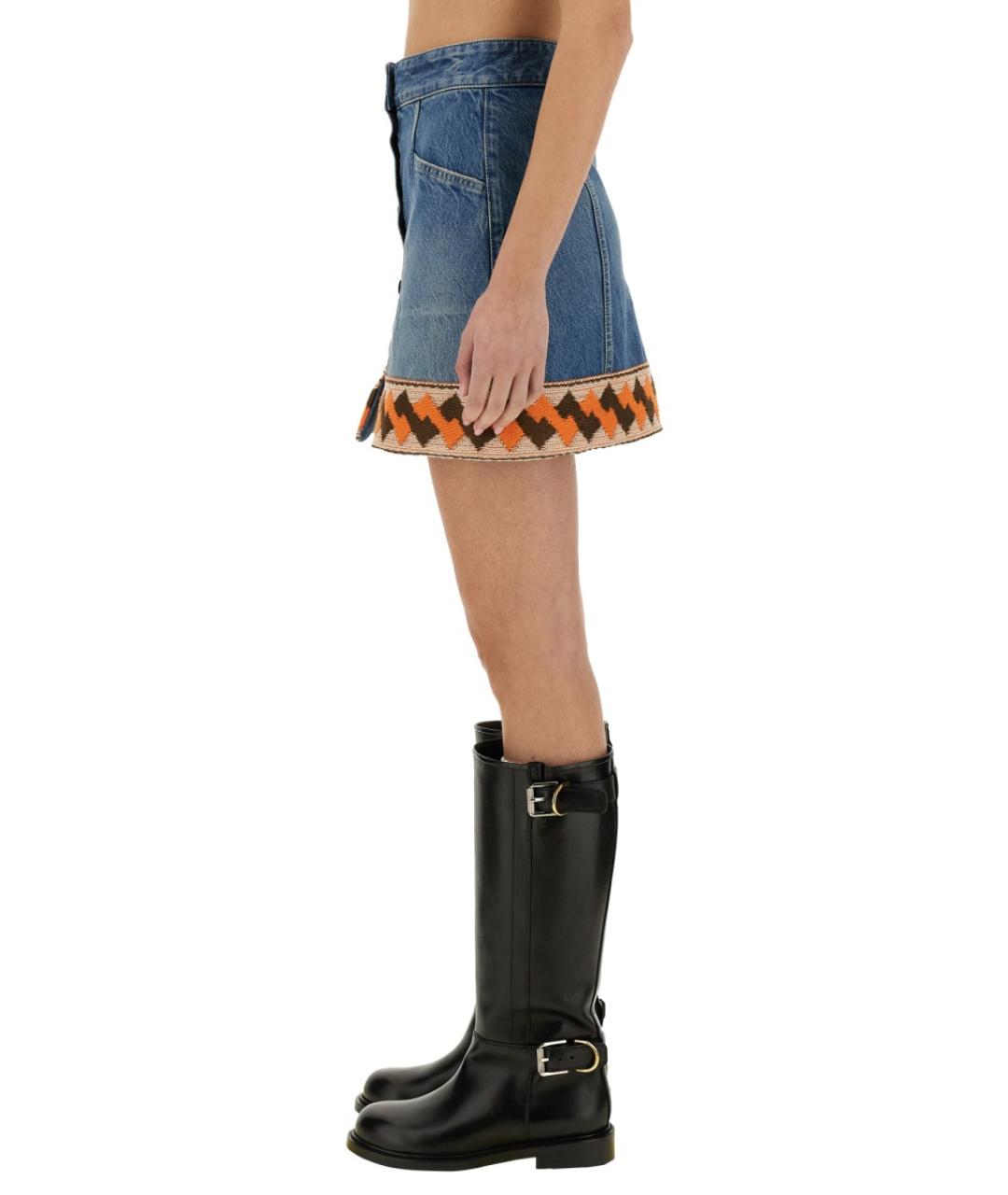 VALENTINO Синяя хлопковая юбка миди, фото 5