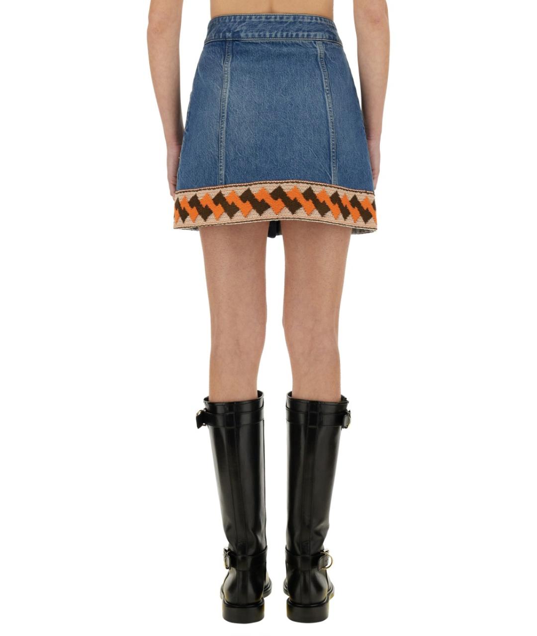 VALENTINO Синяя хлопковая юбка миди, фото 4