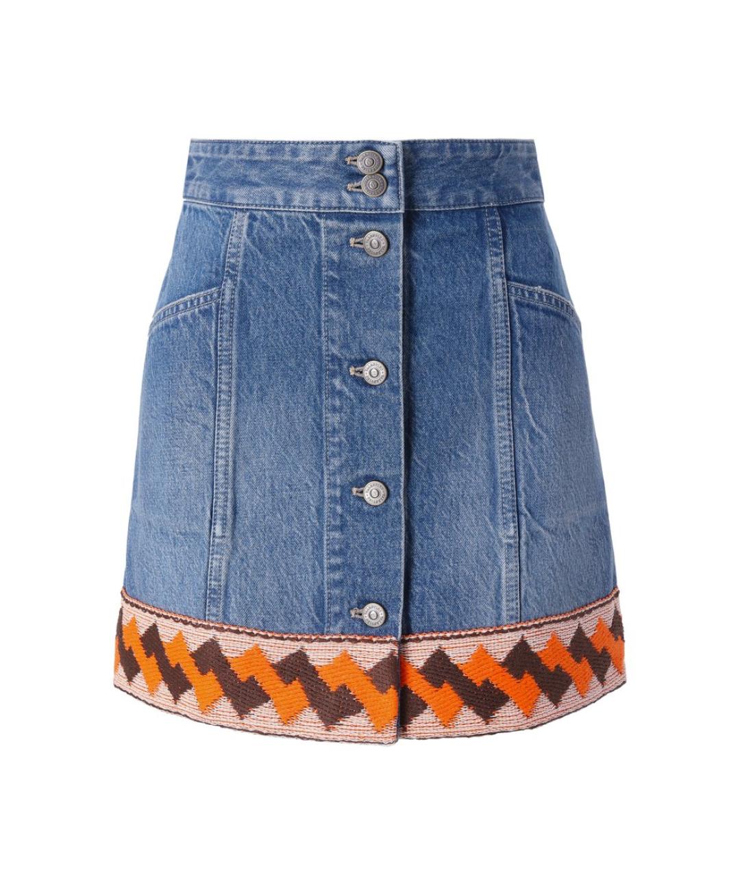 VALENTINO Синяя хлопковая юбка миди, фото 1