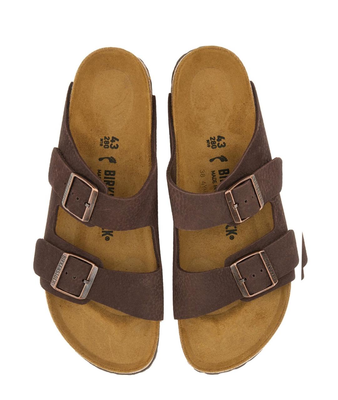 BIRKENSTOCK Коричневые кожаные шлепанцы, фото 4