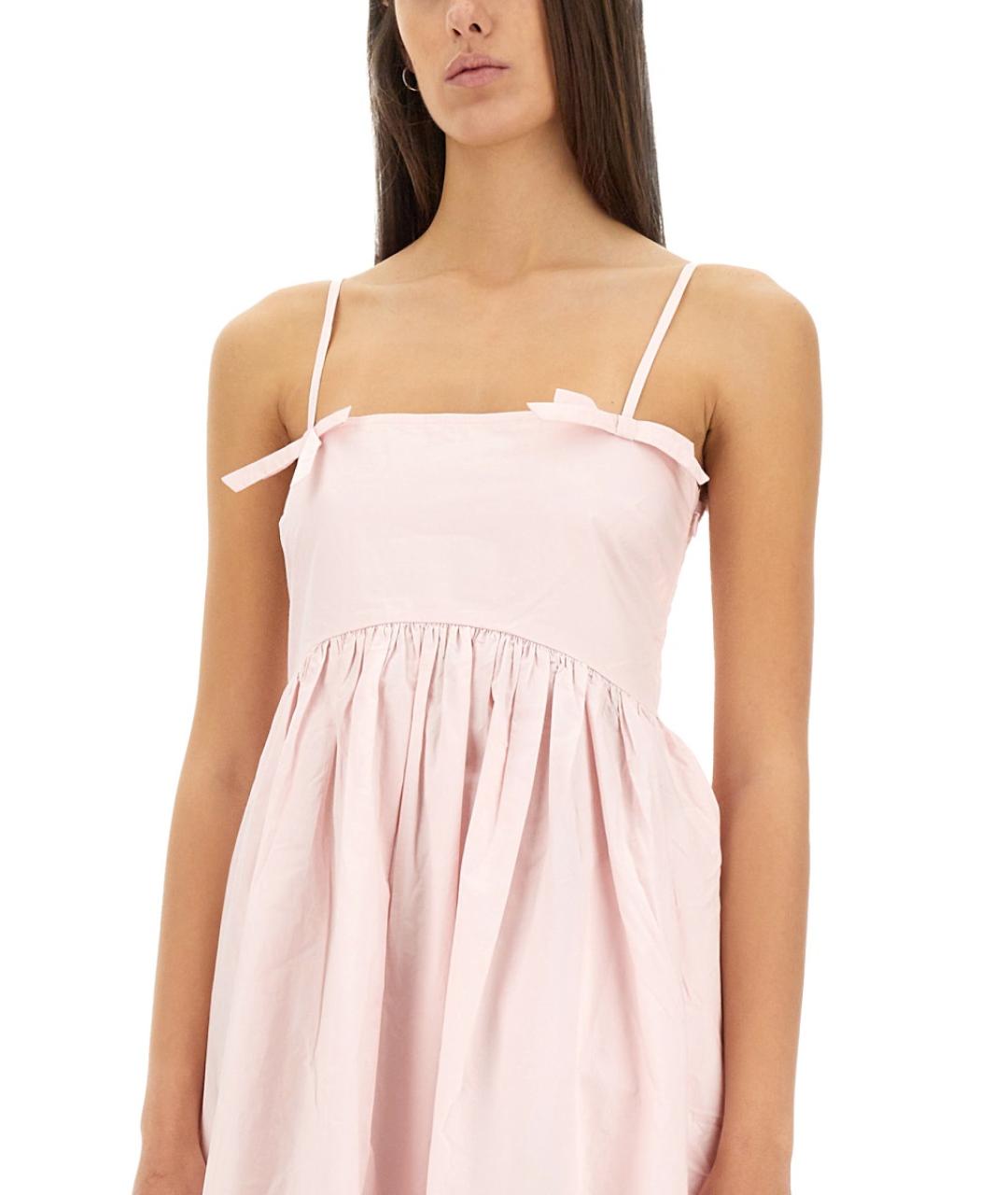 GANNI Розовое хлопковое вечернее платье, фото 5