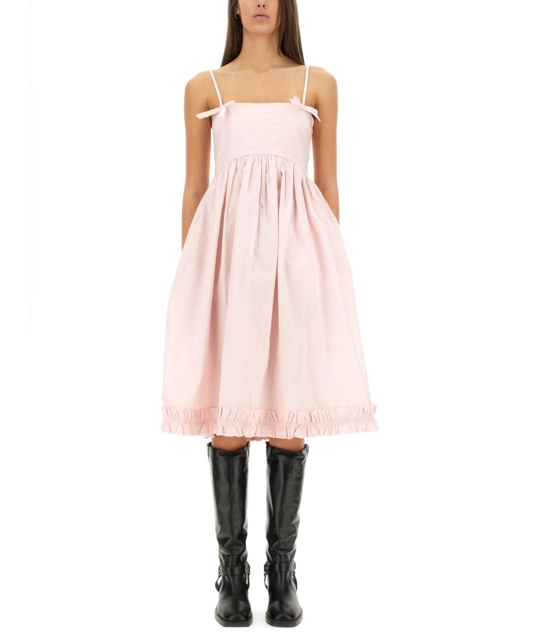 GANNI Розовое хлопковое вечернее платье, фото 2