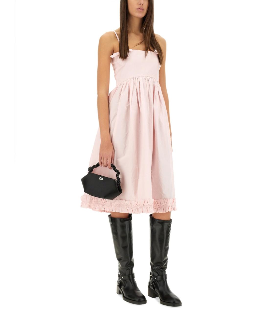 GANNI Розовое хлопковое вечернее платье, фото 3