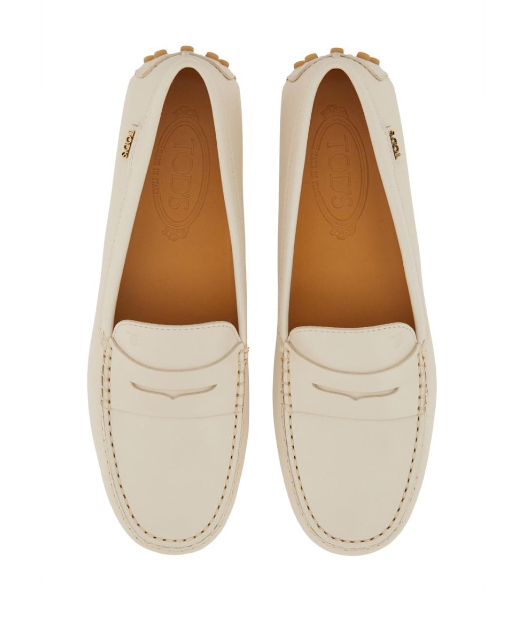 TOD'S Белые кожаные мокасины, фото 6