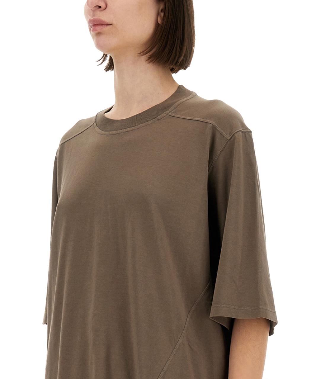 RICK OWENS DRKSHDW Бежевая хлопковая футболка, фото 2