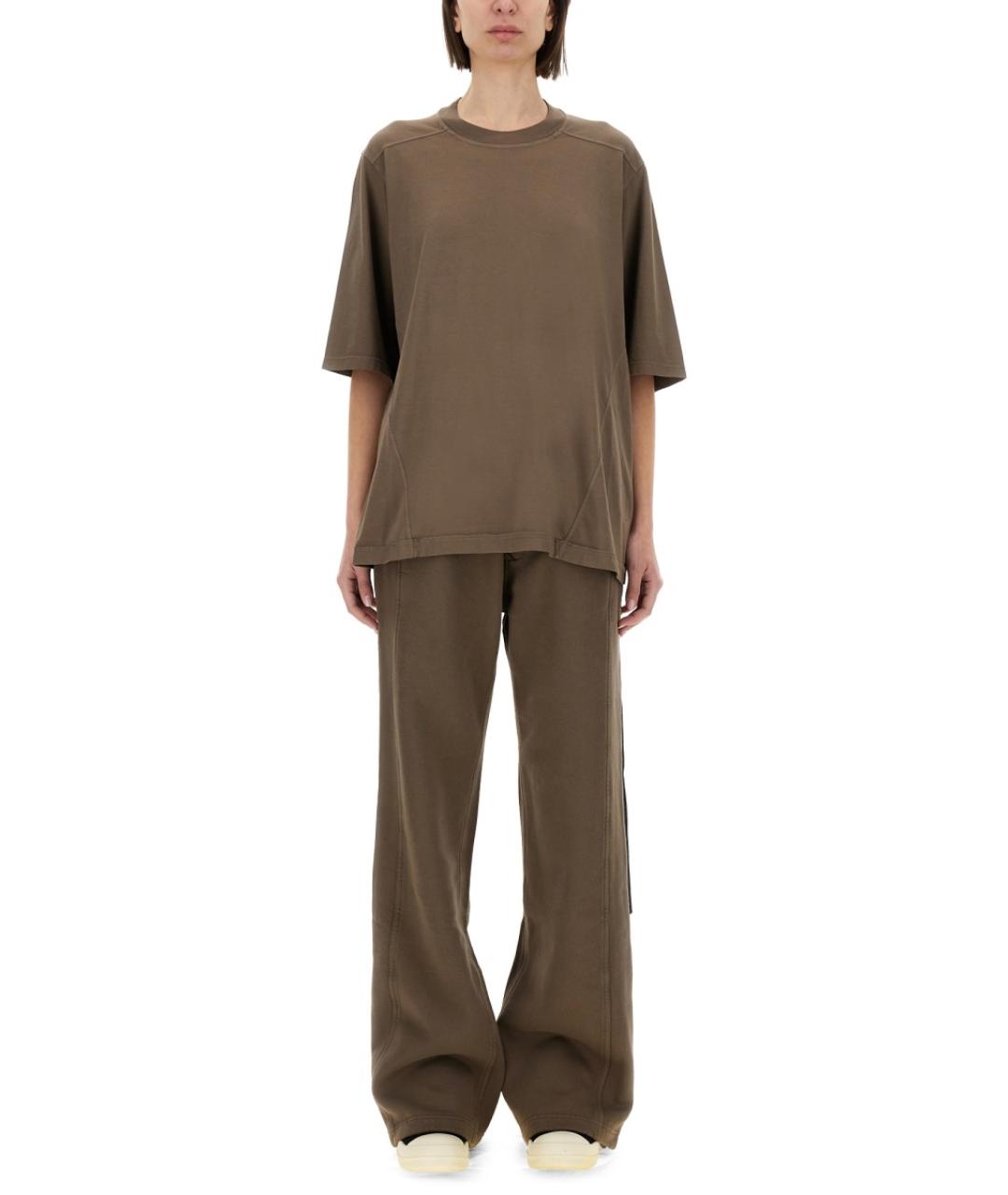 RICK OWENS DRKSHDW Бежевая хлопковая футболка, фото 5