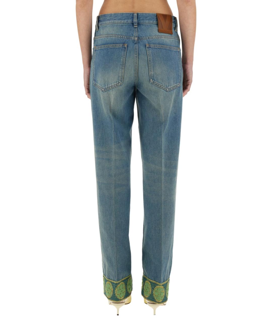 VALENTINO Голубые хлопковые прямые джинсы, фото 5