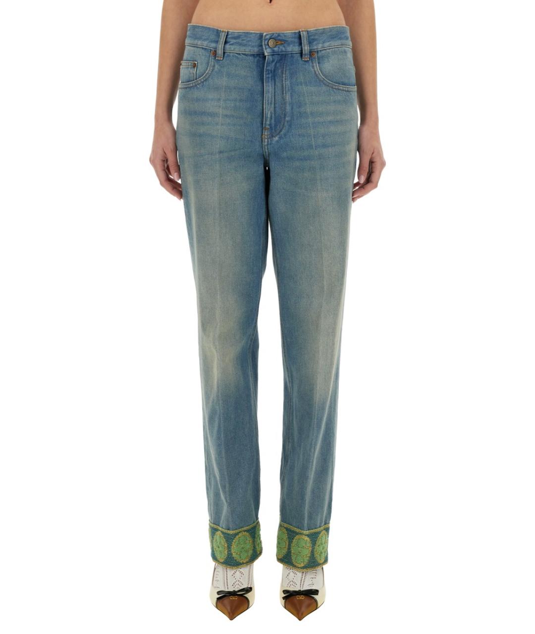 VALENTINO Голубые хлопковые прямые джинсы, фото 2
