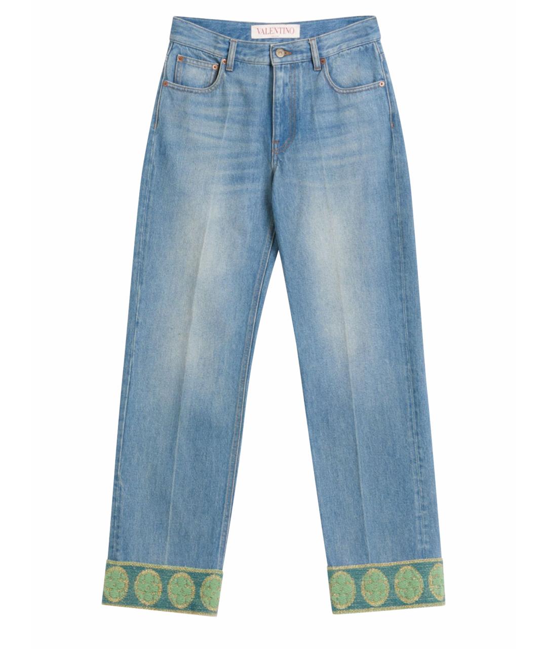 VALENTINO Голубые хлопковые прямые джинсы, фото 1