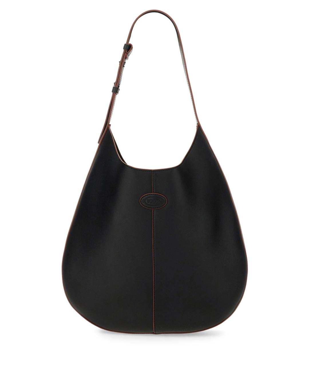 TOD'S Черная кожаная сумка тоут, фото 1