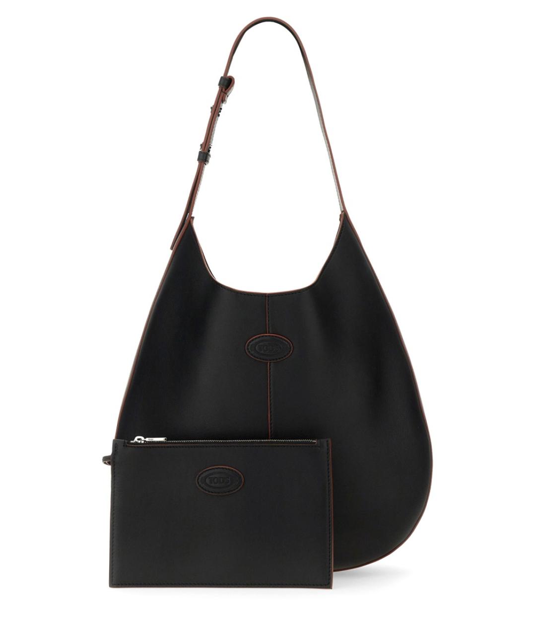 TOD'S Черная кожаная сумка тоут, фото 3