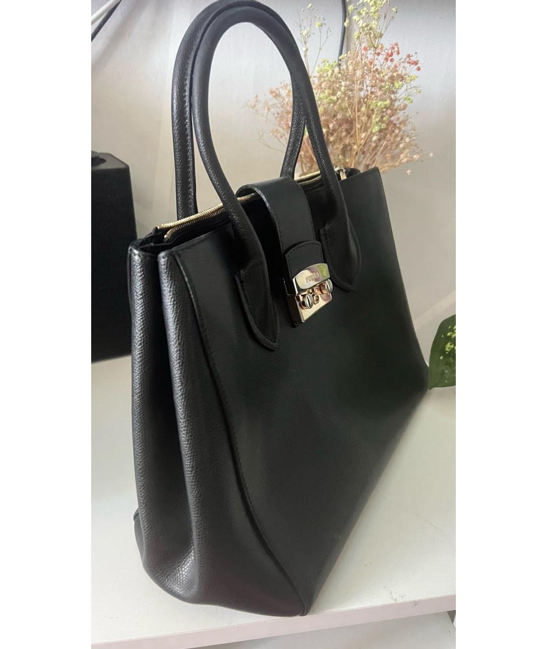 FURLA Черная кожаная сумка с короткими ручками, фото 2