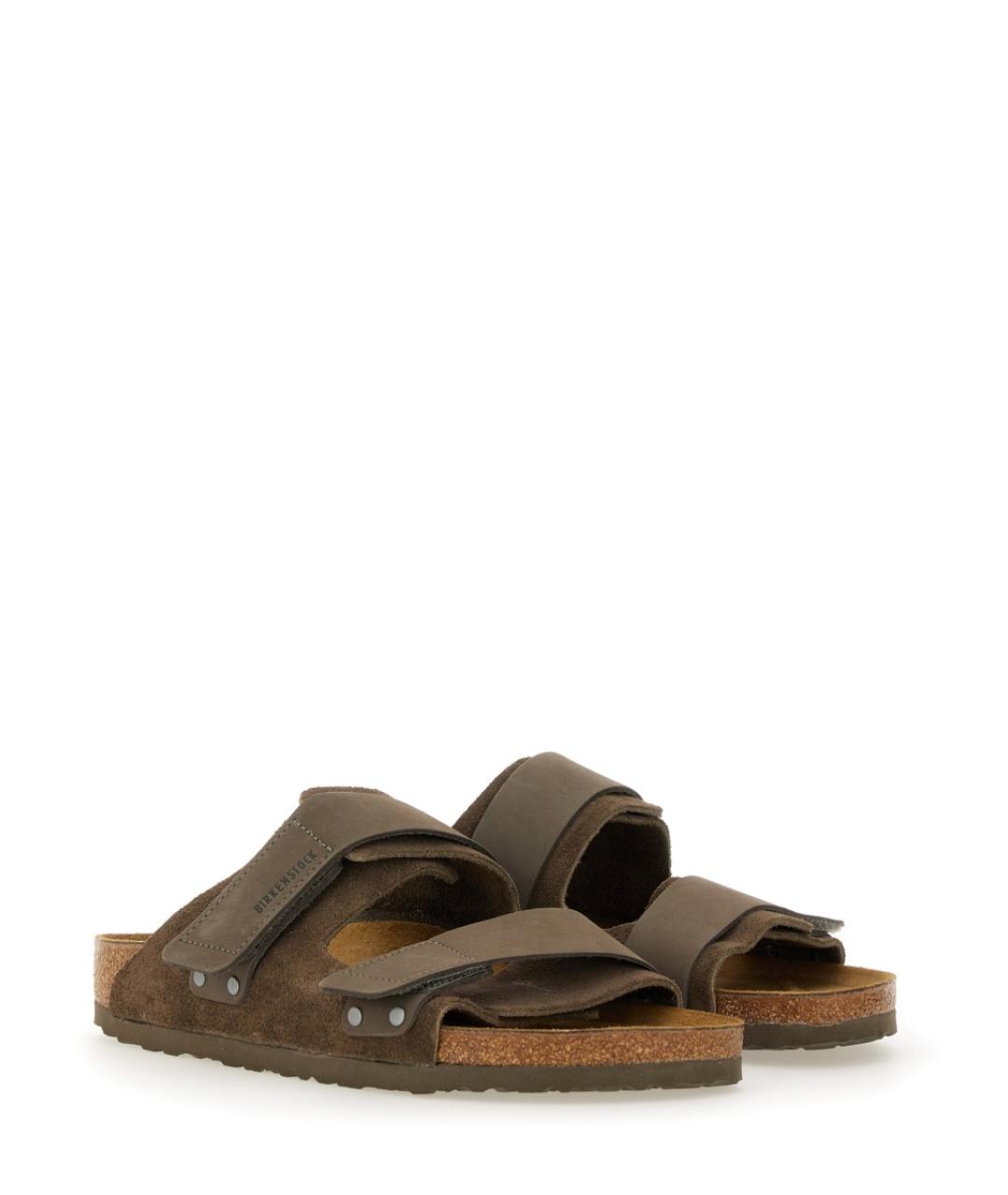 BIRKENSTOCK Серые кожаные шлепанцы, фото 2
