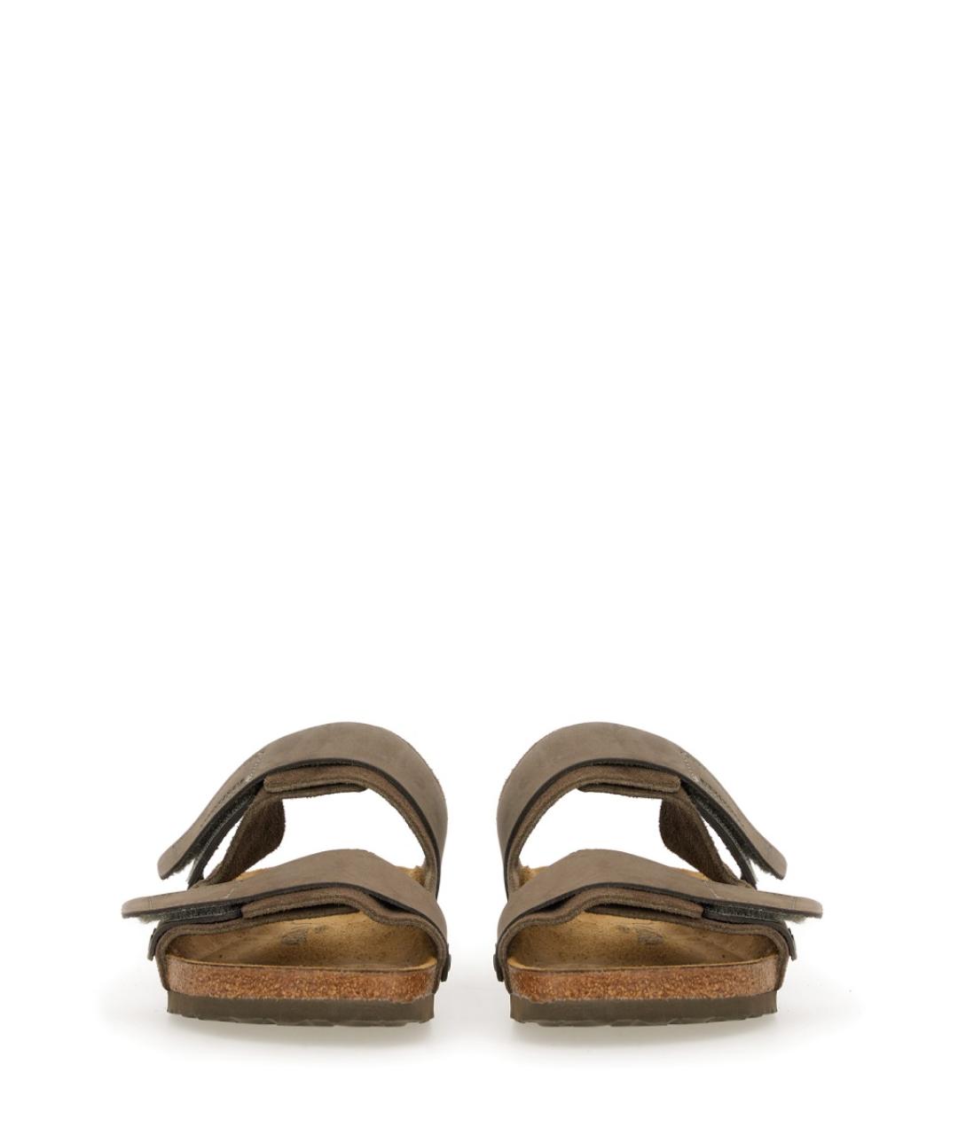 BIRKENSTOCK Серые кожаные шлепанцы, фото 4