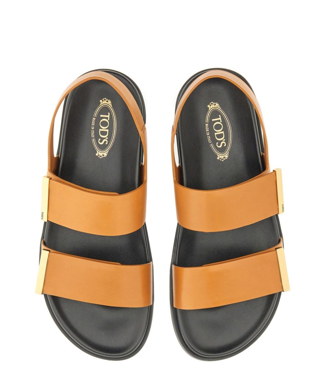 TOD'S Коричневые кожаные шлепанцы, фото 4