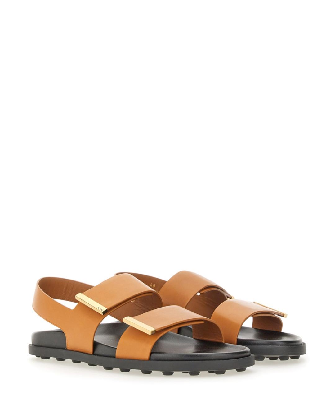 TOD'S Коричневые кожаные шлепанцы, фото 2