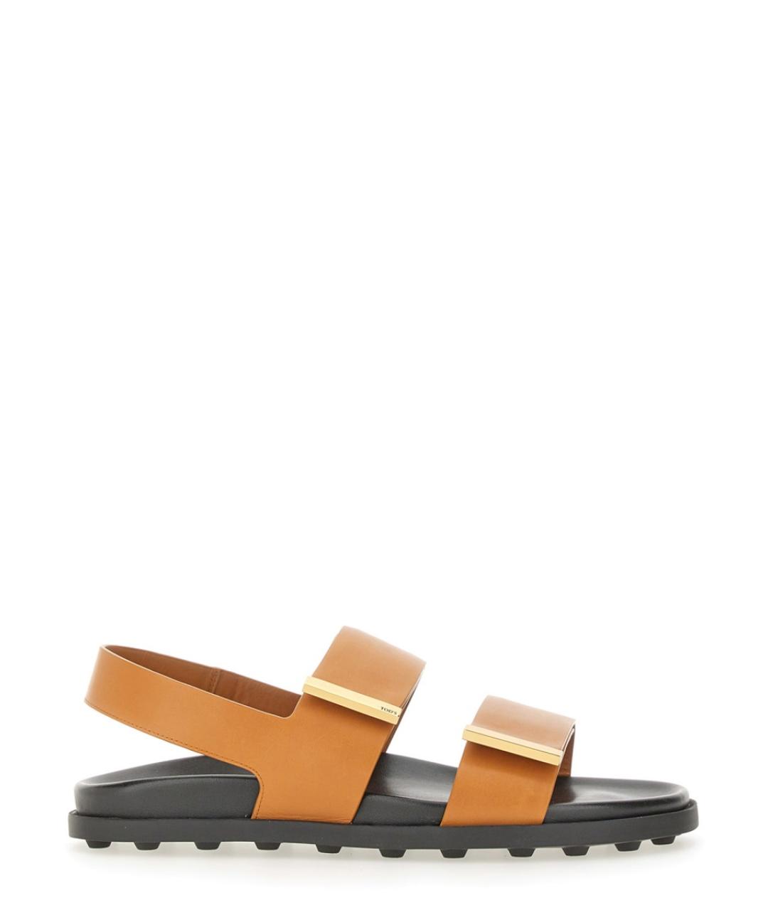 TOD'S Коричневые кожаные шлепанцы, фото 1
