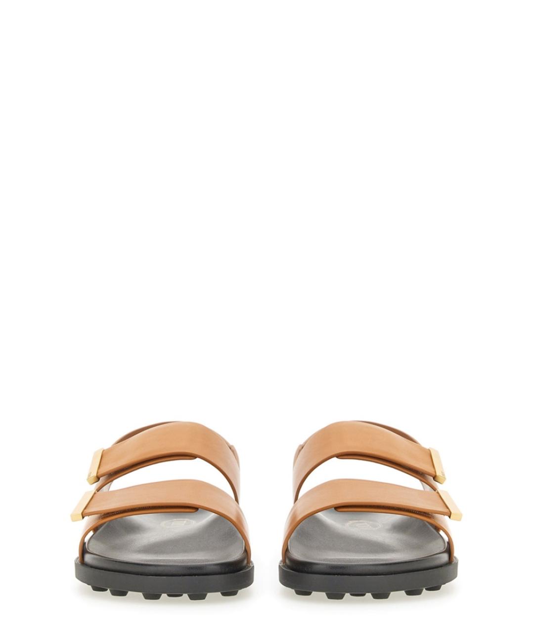 TOD'S Коричневые кожаные шлепанцы, фото 5