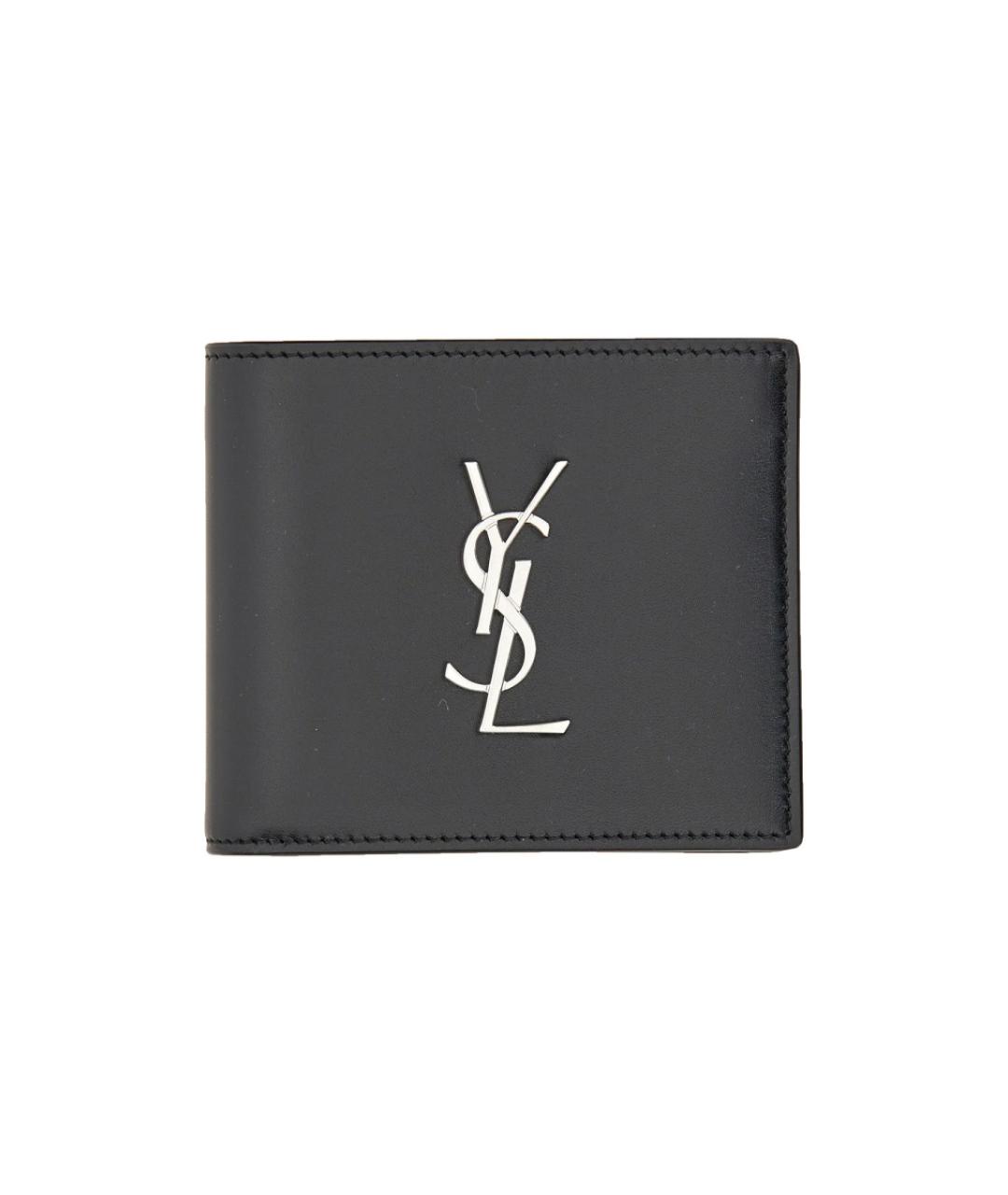 SAINT LAURENT Черный кожаный кошелек, фото 1