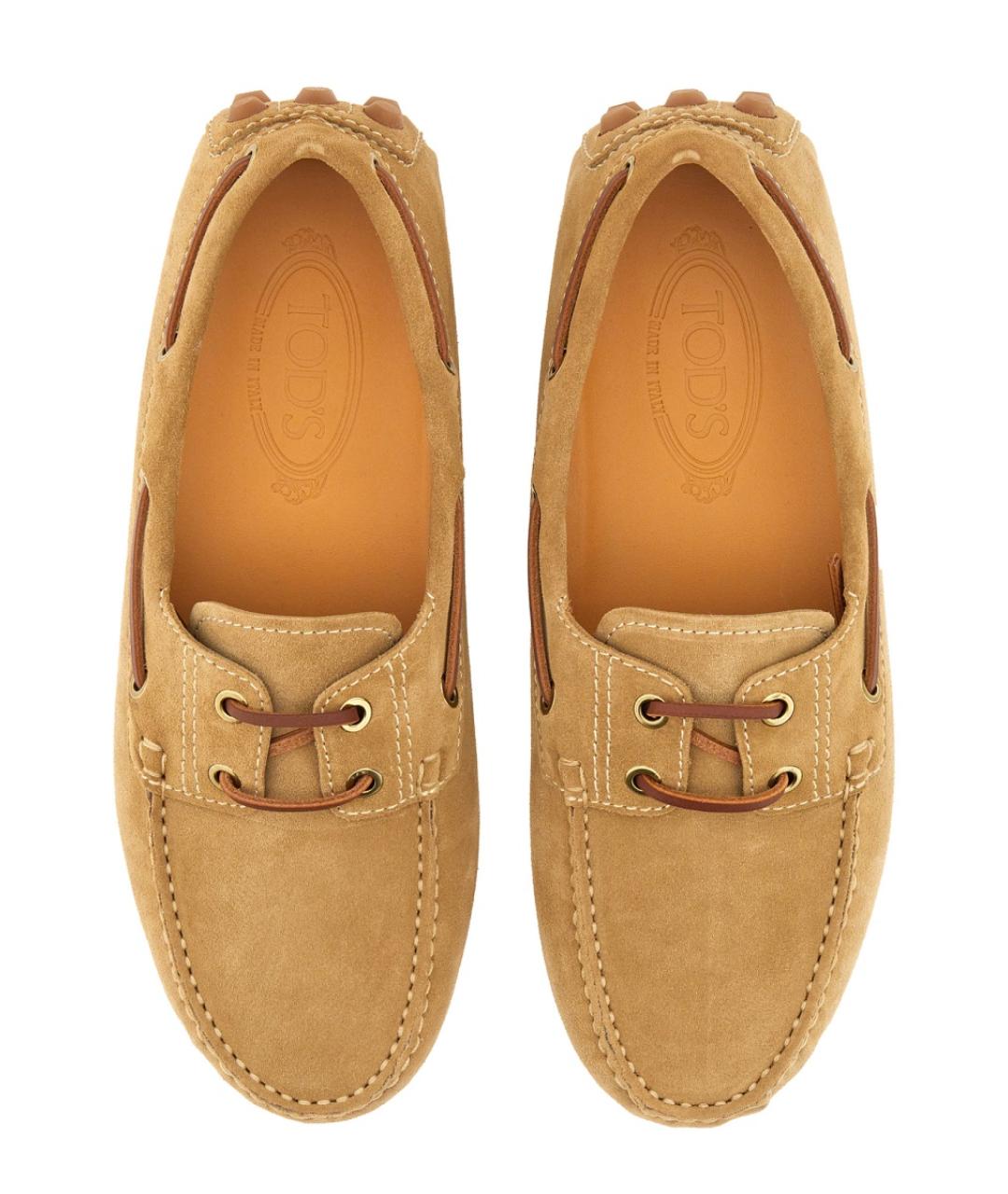 TOD'S Бежевые замшевые лоферы, фото 6